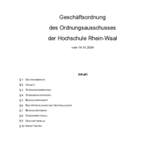Geschäftsordnung des Ordnungsausschusses