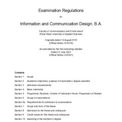 Examination Regulations for Information and Communication Design, B.A.