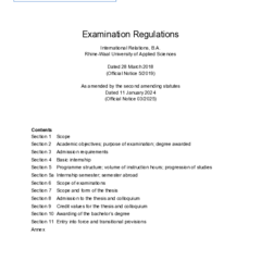 Examination Regulations International Relations, B.A. 