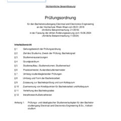 Prüfungsordnung für den Bachelorstudiengang Electrical and Electronics Engineering