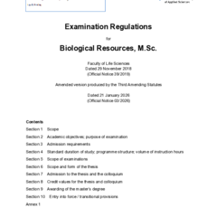 Examination Regulations for Biological Resources, M.Sc.