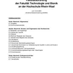 Fakultätsordnung der Fakultät Technologie und Bionik