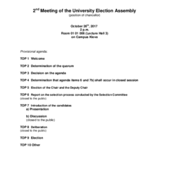 Invitation to the 2nd University Election Assembly