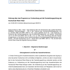 Ordnung über das Programm zur Vorbereitung auf die Feststellungsprüfung