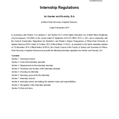 Internship Regulations for Gender and Diversity, B.A.