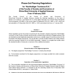 Phase-out Planning Regulations for the “Sustainable Tourism (BA)” programme