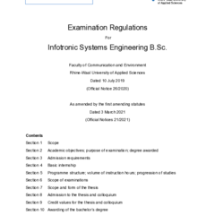 Examination Regulations for Infotronic Systems Engineering, B.Sc.