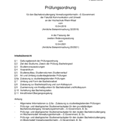 Prüfungsordnung für den Bachelorstudiengang Verwaltungsinformatik – E-Government