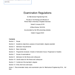 Examination Regulations for Mechanical Engineering B.Sc.