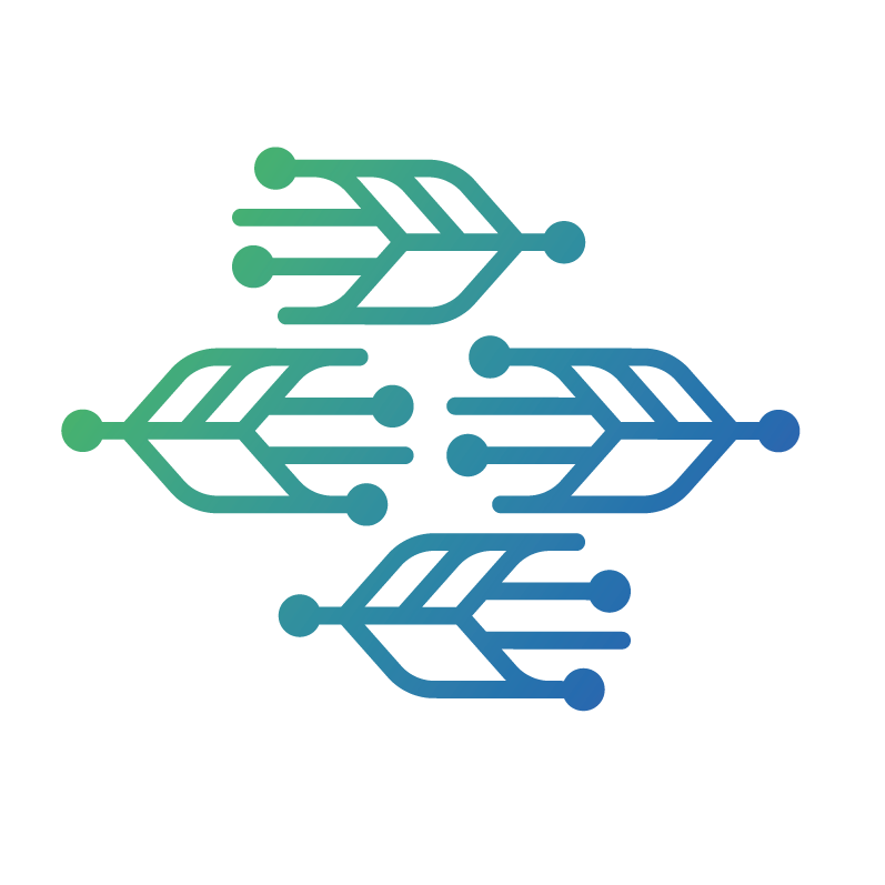 Logo EU-FarmBook, stilisierte Ähren in blau-grün