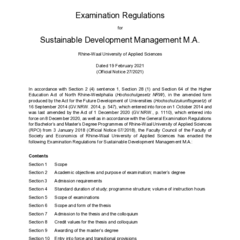 Examination Regulations for Sustainable Development Management M.A.