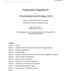 Examination Regulations for Environment and Energy, B.Sc. 