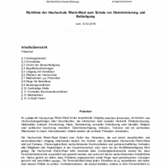 Richtlinie zum Schutz vor Diskriminierung und Belästigung