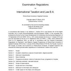 Examination Regulations International Taxation and Law, B.A. 