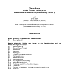 Wahlordnung zu den Gremien und Organen (Wahlordnung – WahlO)