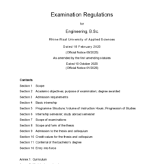 Examination Regulations for Engineering, B.Sc.