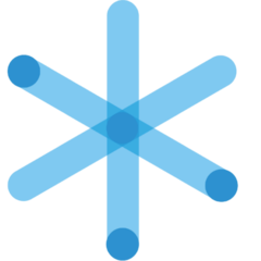 Grafik mit 3 blauen Linien als Stern angeordnet