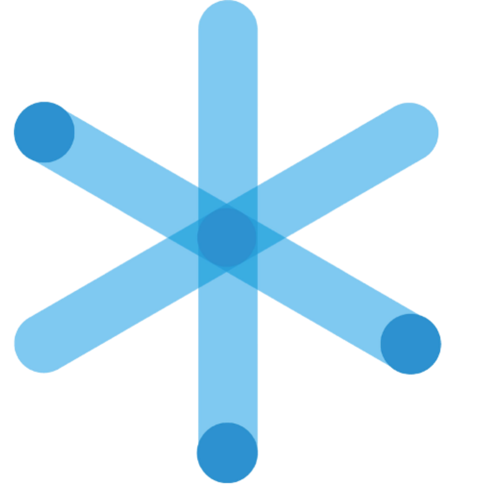 Grafik mit 3 blauen Linien als Stern angeordnet