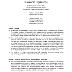 Internship regulations for the BSc in Biomaterials Science