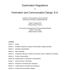 Examination Regulations for Information and Communication Design, B.A.