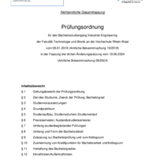 Prüfungsordnung für den Bachelorstudiengang Industrial Engineering