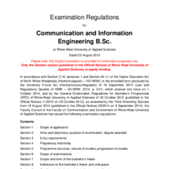 Examination Regulations for the Bachelor of Science (B.Sc.) in Communication and Information Engineering
