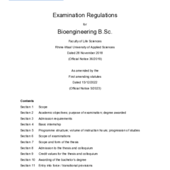 Examination Regulations for the BSc in Bioengineering