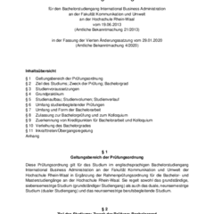 Prüfungsordnung für den Bachelorstudiengang International Business Administration