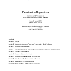 Examination Regulations for the MSc in Economics and Finance 