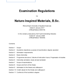 Examination Regulations for Nature-Inspired Materials, B.Sc.