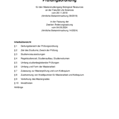 Prüfungsordnung für den Masterstudiengang Biological Resources