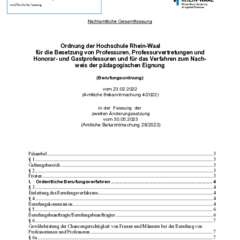 Appointments Regulations of Rhein-Waal University of Applied Sciences