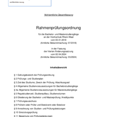 Rahmenprüfungsordnung für die Bachelor- und Masterstudiengänge