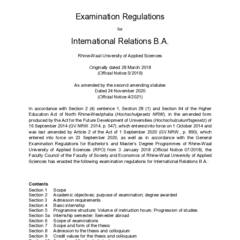Examination Regulations for International Relations, B.A. 
