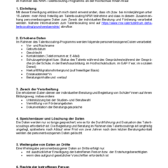 Declaration of Consent for Talent Scouting 