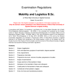 Examination Regulations for the BSc in Mobility and Logistics