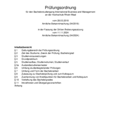 Prüfungsordnung für den Bachelorstudiengang International Business and Management