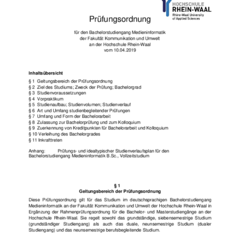 Prüfungsordnung für den Bachelorstudiengang Medieninformatik