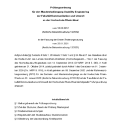 Prüfungsordnung für den Masterstudiengang Usability Engineering