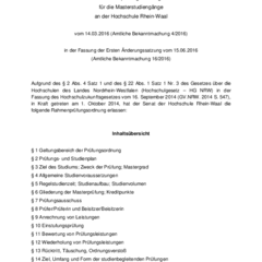 Rahmenprüfungsordnung für die Masterstudiengänge