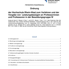 Ordnung zum Verfahren und der Vergabe von besonderen Leistungsbezügen an Professorinnen und Professoren in der Besoldungsgruppe W (Leistungsbezügeordnung)
