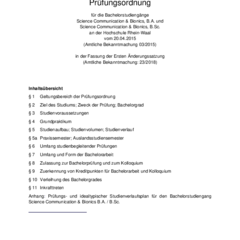 Prüfungsordnung für die Bachelorstudiengänge Science Communication & Bionics B.Sc./B.A.