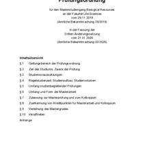 Prüfungsordnung für den Masterstudiengang Biological Resources