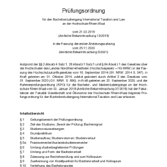 Prüfungsordnung für den Bachelorstudiengang International Taxation and Law