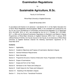 Examination Regulations for Sustainable Agriculture, B.Sc.