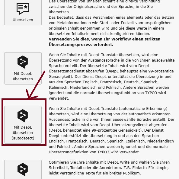 Ein Pfeil zeigt auf den Button, unter dem die Funktion autodetect ausgewählt werden kann