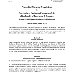 Phase-Out Planning Regulations for the B.Sc. in Electrical and Electronics Engineering