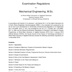 Examination Regulations for the Master of Science in Mechanical Engineering