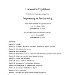 Examination Regulations for Engineering for Sustainability, B.Sc.