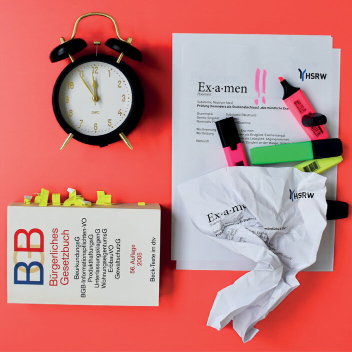 Poster featuring resources for exam preparation and information about the event ‘Exams – from Registration to Results’